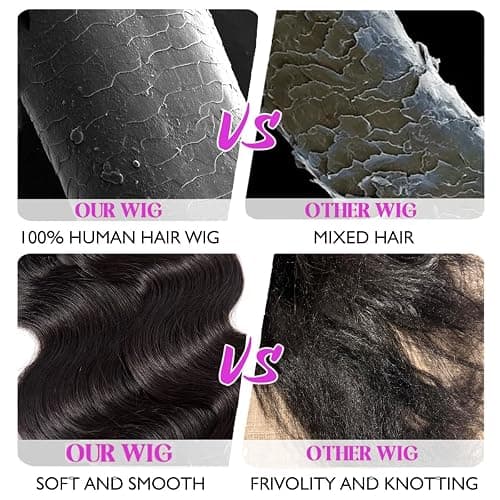 13x6 Lace Front Wigs Human Hair Body Wave HD Lace Wig 220% Density 28 Inch | Brazilian Virgin Hair Pre Plucked with Baby Hair HD Transparent Lace Frontal Human Hair Wigs for Black Women Natural Black thumbnail 5