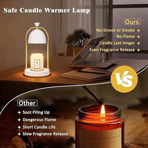 White Candle Warmer Lamp with Timer-Unique Happy Birthday Gifts for Women and Men, Fun Gift Ideas for 30th, 40th, 50th and 60th Birthdays for Gold Home Decor thumbnail 4