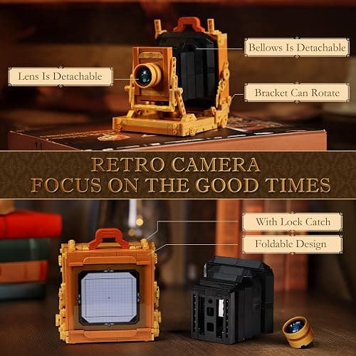 Brihappen 3 in 1 Building Block Sets, Retro Camera Telephone Record Player Building Toys, 1438 Pcs Vintage Collectible Model Kit for Home Office Decor, Nostalgic 80s Gift for Adults & Teens 14+ thumbnail 5