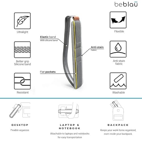 Beblau Slim Schlanker Schreibtisch Organizer zum Anbringen an Laptop & Notebook | Kabel Organizer & Büro Gadget | Flexibles Schreibtisch Zubehör für 13"-17" Laptops & A4-Notebooks | Zartes Lila thumbnail 5