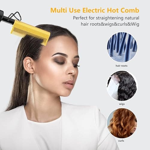 DAN Technology hot Comb Electric for Wigs,450℉Small hot Comb for Edges,Low and high Temperatures, Hair straightening Comb for Black Hair,Portable & Dual Voltage for Travel & Home… thumbnail 8
