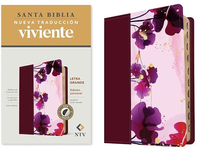 Santa Biblia NTV, Edición personal, letra grande (SentiPiel, Jardín morado, Índice) (Spanish Edition) - Image 1