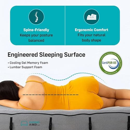 3 Inch Twin XL Mattress Topper by Expand a Bed - Lumbar Support for Back Comfort & Better Sleep - Expands 8 Inches in Width, Breathable, Medium-Firm Cooling Gel Memory Foam Topper with Washable Cover thumbnail 5