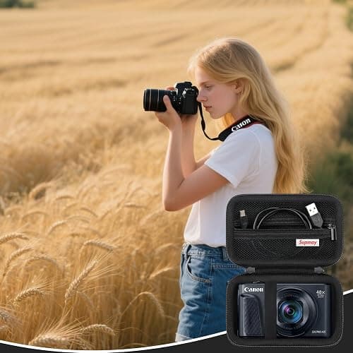 Supmay Hard Carrying Case for Canon PowerShot SX740 HS/ SX730 HS/ SX720 HS/ SX620 HS/ G7 X Mark III/ G7 X Mark II Digital Camera, Storage Holder Travel Bag with Mesh Pocket for Battery Pack, Black thumbnail 2