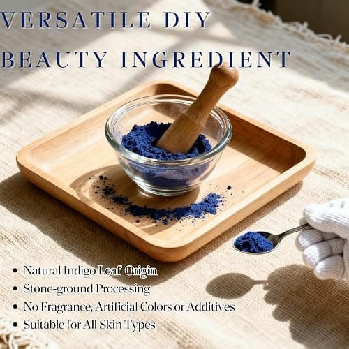 Moroccan Nila Blue Powder Mask,Natural Nila Blue Pow/der Face & Body&Hair Care for Hydrating & Soothing,Indigo Powder for Hair Care,Brightening & Soothing,Exfoliates for Glowing, Even-Toned Skin thumbnail 2