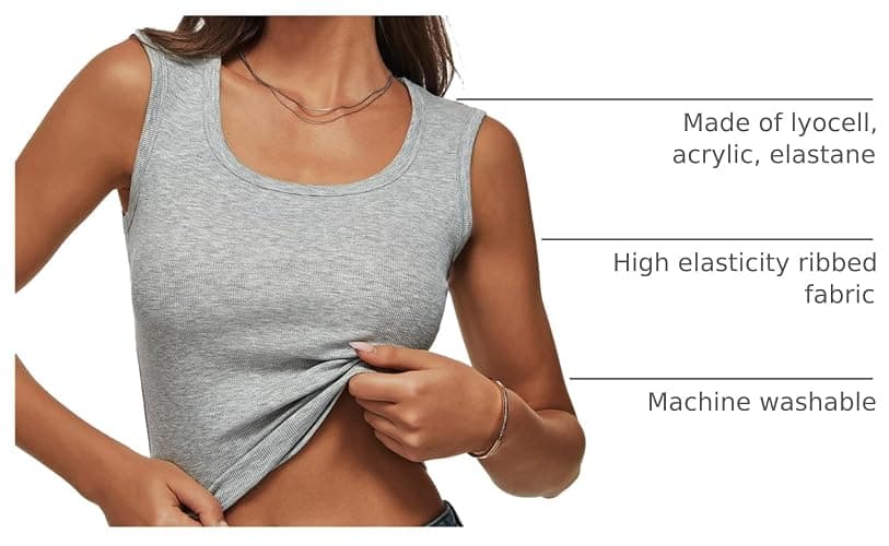 Women Wide Strap Ribbed Cropped Tank Tops 2026 Summer Trendy Crop Top Tight Fit Basic Sleeveless Camisole thumbnail 4