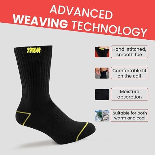 Bodygenix Men's Work Socks - Pack of 20 Breathable Heavy Duty Stretch Fit Reinforced Heel & Toe - Outdoor Multipack Performance Hiking Walking Athletic Boot Socks thumbnail 5
