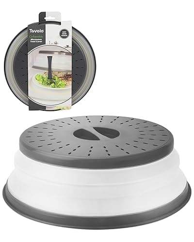 Tovolo Microwave Splatter Cover for Food, Medium (Charcoal) - Collapsible & Vented Silicone Splatter Guard Lid - Microwave Plate & Dish Cover with Handle - BPA-Free Kitchen Gadget for Meal Prep - Image 1