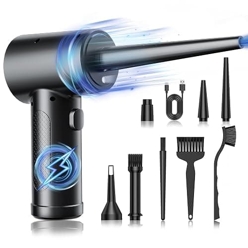 Compressed Air Duster, 3 Gear Adjustable 110000RPM Electric Air Blow Portable Keyboard Cleaner with LED Light, Rechargeable Dust Off Cordless Air Duster for Computer, Car, Electric Devices - Image 1