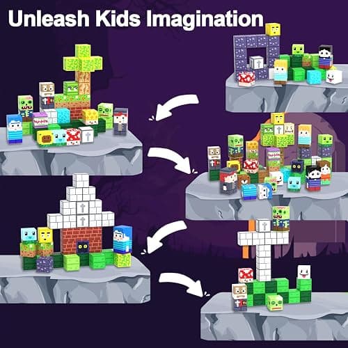SSAWER 150 PCS Magnetic Building Blocks for Kids, Montessori Magnetic Toys, Build Zombie Island Set, STEM Toddler Sensory Building Blocks for Boys Girls 3 4 5 6 7 8 9 10th Birthday Gift thumbnail 5