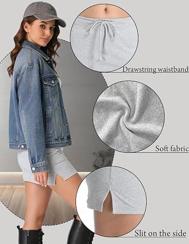 Gaoho Women's Sweat Mini Skirts Cute Built-in Shorts Split Hem Drawstring Stretchy Tennis Skirts thumbnail 4