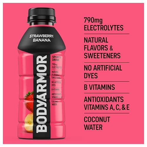 BODYARMOR Sports Drink Sports Beverage, Strawberry Banana, Coconut Water Hydration, Natural Flavors With Vitamins, Potassium-Packed Electrolytes, Perfect For Athletes, 16 Fl Oz (Pack of 12) thumbnail 2