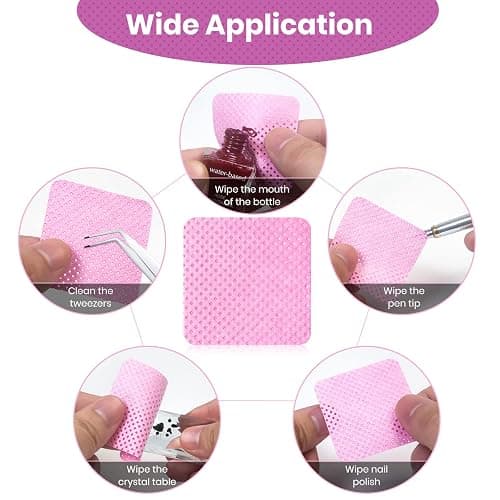 540 PCS Lint Free Nail Wipes, Eyelash Extension Glue Wipes, Super Absorbent Soft Non-woven Fabric Nail Polish Remover Wipes, Cleaning Pad Cloth for Lash Extension Supplies & Nail Polish Bottle(Pink) thumbnail 4