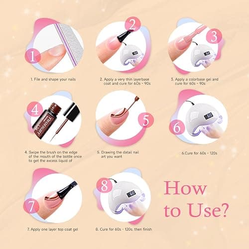 TWOEIGHT Gel Nail Polish Liner Nail Art 12 Colors 8ml UV Lamp Soak-off Polishes Pigmented Autumn Winter Brown Wine Red Collection Thin Brush in Bottle Manicure DIY at Home Salon thumbnail 7