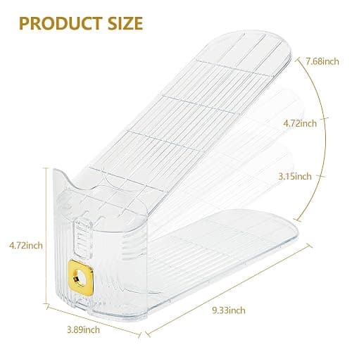 degcicx Shoe Slots Organizer,Adjustable Shoe Stackers,12 Pack Shoe Space Savers,Shoe Storage Holder for Closet,Transparent thumbnail 6