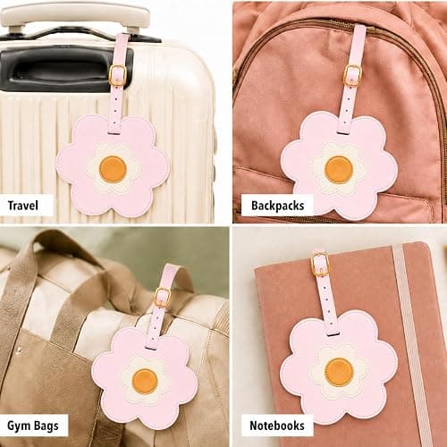 WORLD TRAVELER Womens Luggage Tag Cute Suitcase Identifiers with Strap | Faux Leather Build, Slim Lightweight Feel Fits Any Bag, Interior Pockets Keep Cards thumbnail 4