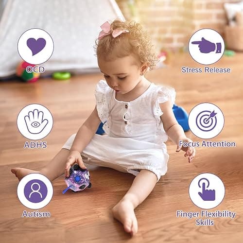 VCOSTORE Fidget Cube with 12 Sides, Original Fidget Toys Cube, Adult Infinity Magic Toys, Anti Stress Cube for Children and Adult with ADHD, ADD, ASD, ADHD thumbnail 6
