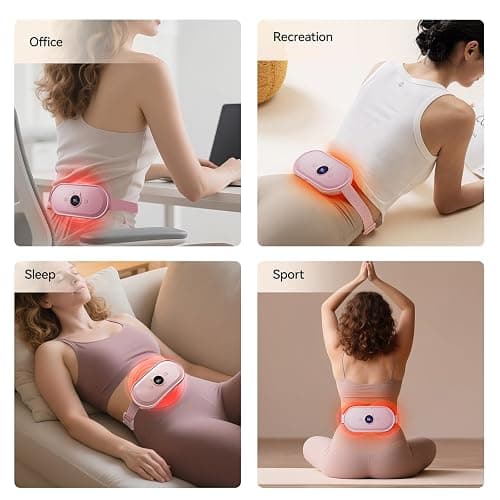 Portable Heating Pad for Period Cramps Relief Vibrating Menstrual Heating Belt for Women, Rechargeable Fast Heat with 7 Heat Levels and 7 Modes for Menstrual, Pain Relief for Back & Stomach - Pink thumbnail 9