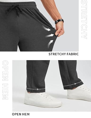 Idtswch 30/32/34/36/38/40 Long Inseam Mens Tall Sweatpants Open Bottom Joggers Athletic Yoga Pants with Pockets thumbnail 4