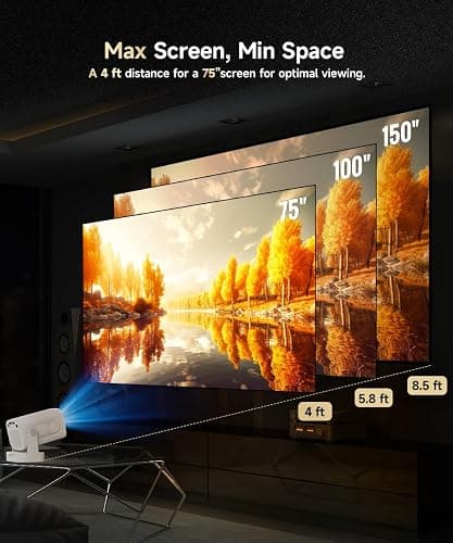 Magcubic Mini Smart Projector with 4K Support, Portable Projector with WiFi and Bluetooth, 5W Speaker, Built in Apps, Voice Control, Outdoor Movie Projector (White) thumbnail 4