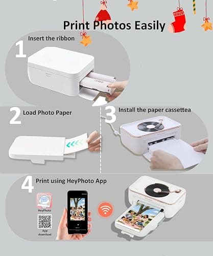 CP6000 Photo Printer 4x6'', Full Color Picture Printer, Wi-Fi Wireless Instant Photo Printers for Home Use (20 Papers & 1 Ribbon) for iOS Android, Thermal Dye Sublimation, AR Video, Fun App, White thumbnail 7