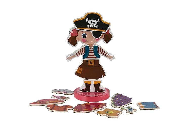 TOYSTER'S Magnetic Wooden Dress-Up Dolls Toy | Pretend Play Set Includes: 1 Wood Doll with 30 Assorted Costume Dress Ideas | Not Your Average Paper Doll | Great Gift Idea for Little Girls 3+ - Girl Dress-Up thumbnail 5
