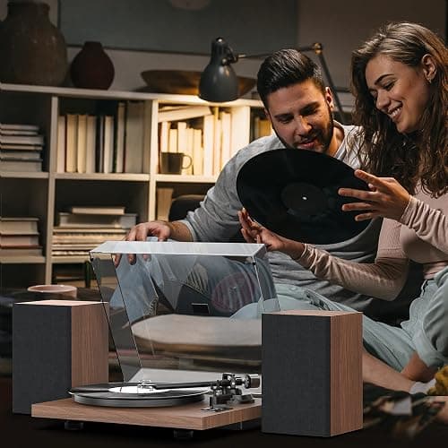 1 BY ONE Bluetooth Turntable Hi-Fi System with 36 Watt Bookshelf Speakers, Vinyl Record Player with Magnetic Cartridge thumbnail 7