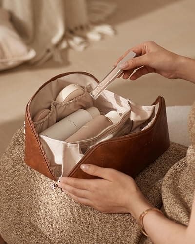 EACHY Travel Makeup Bag,Large Capacity Cosmetic Bags for Women,Waterproof Portable Pouch Open Flat Toiletry Bag Pattern Makeup Bag thumbnail 8
