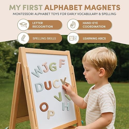 JoyCat Silicone Alphabet Magnetic Letters, 26 Uppercase ABC Fridge Magnets for Toddlers & Kids 3+, Preschool Learning Refrigerator Toy Set, Birthday Gifts for Boys Girls (Muted Color) thumbnail 6