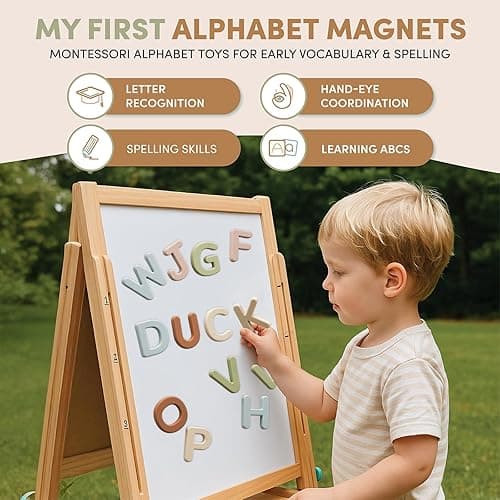 JoyCat Silicone Alphabet Magnetic Letters, 26 Uppercase ABC Fridge Magnets for Toddlers & Kids, Baby Learning Refrigerator Toy Set, Preschool Birthday Gifts for Boys Girls Age 1+ (Muted Color) - Muted Color thumbnail 5