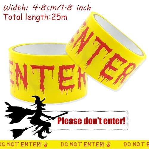 Halloween Decorations Caution Tape,Do Not Enter Yellow Scary Roll 2In x 82Ft Hazard Warning Tape Outdoor Indoor Barricade Safety Spooky Zombies Decorative Accessory For Party,Door,Danger Areas thumbnail 2