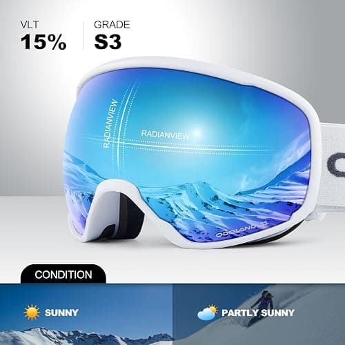 Odoland Snow Ski Goggles, OTG Snowboard Goggles for Men Women and Youth, Anti-Fog UV400 Protection and Helmet Compatible thumbnail 2