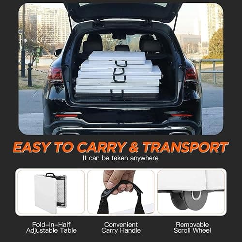 BestOffice 8FT Picnic Table Folding Table Camping Table Plastic Table Fold Up Table Lock for Party Event,White thumbnail 6