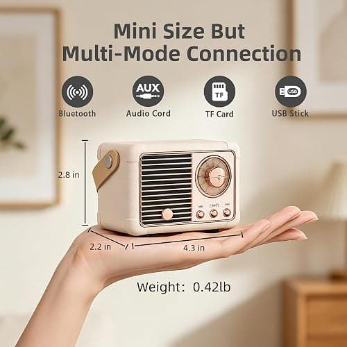Baolira Retro Bluetooth Speaker, Vintage Decor, Birthday Gifts for Women | Small Portable Speaker, Vintage Bluetooth Speaker, Retro Home Decor, Office & Bedroom Decor, Gifts for Teen Girls and Women thumbnail 2