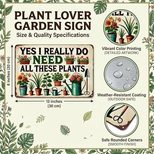 Bestylez Garden Gifts I Really Need All These Plants Vintage Gardening Signs for Home Garden Greenhouse Living Room Bedroom Yard Outdoor Decor 8X12 Inch (3362) thumbnail 3