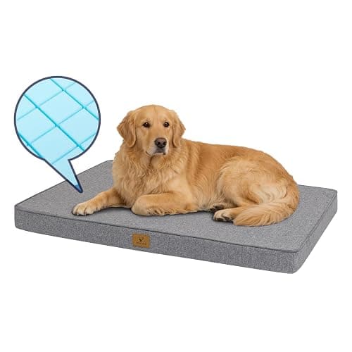 Flex Grid Memory Foam Dog Bed for Large Dogs, Large Washable Dog Bed with Removable Cover, Flex Grid Memory Foam Support & Anti-Slip Bottom, Joint Relief Pet Sleeping Mat for Dogs (Grey, Medium) - Image 1