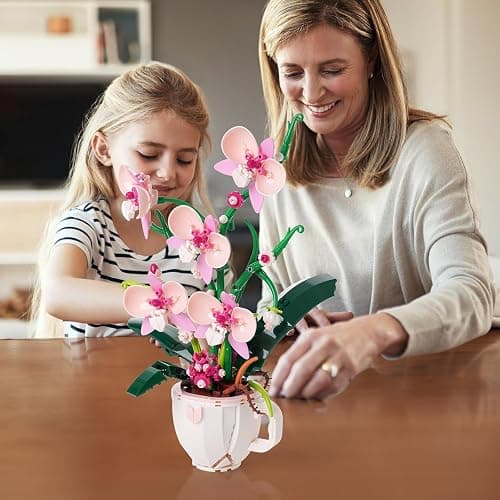 Pink Orchid Flower Building Set,Compatible with Lego Botanical Decor 567PCS | Elegant Plant floral decor and gift for women,moms and flower lovers on Valentine's Day,Mother's Day,birthdays and Christmas. thumbnail 5