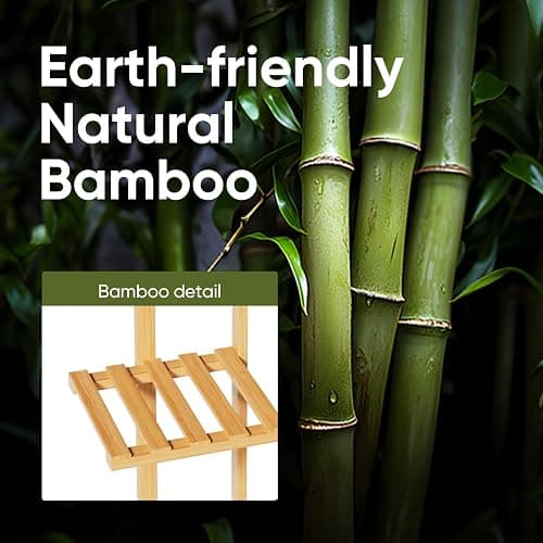 ROSSNY 48 Inch Tall Bamboo Plant Stand for Indoor, 6 Tier 7 Potted, Natural | Corner Plant Stand, Tiered Plant Shelf, Planter Holder for Multiple Plants Indoor, Boho Style thumbnail 7