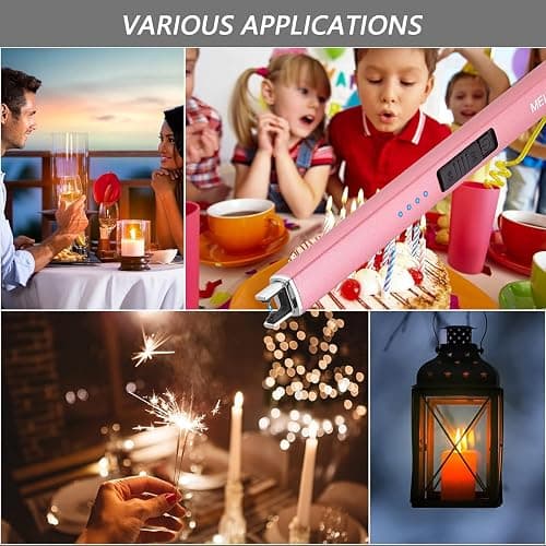 MEIRUBY 2 Pack Electric Candle Lighter, Christmas Stocking Stuffers Gifts for Women Mom Men Wife Sister, USB Arc Rechargeable Windproof Long Lighter for Candle BBQ Housewarming Birthday Gifts Idals thumbnail 7