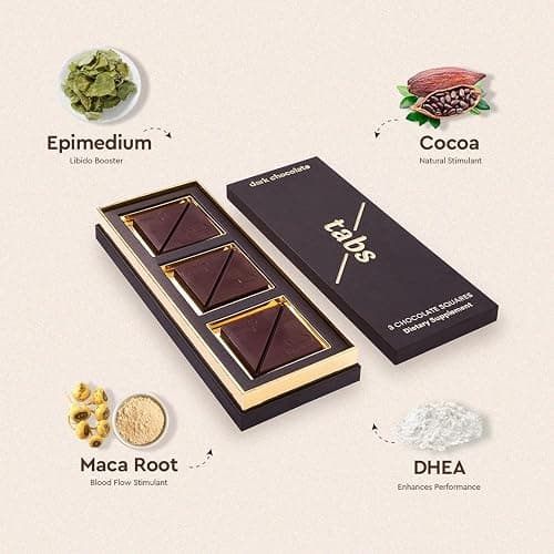 Tabs Chocolate Squares for Couples (1 Box) - Dark Chocolate Bar to Improve Mood - Vegetarian, Gluten-Free for Men & Women thumbnail 5
