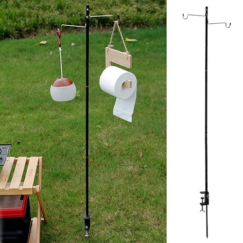 Camping Lantern Stand, Aluminum Alloy Camping Foldable Lamp Hanger with Storage Bag, Folding Lamp Pole for Outdoor Camping Fishing Picnic(Black) thumbnail 8