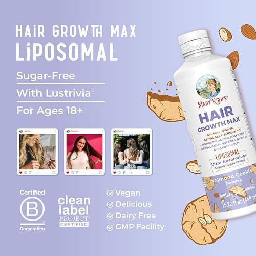 MaryRuth Organics Women's Hair Growth MAX Liposomal | with Lustriva® + Biotin 10000mcg + Pumpkin Seed Oil | Thicker Hair | Hair Care | Wrinkles, Fine Lines, Skin Care | Ages 18+ | 15.22 Fl Oz thumbnail 8