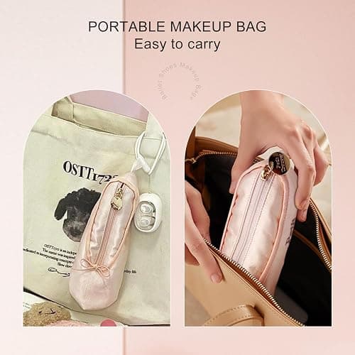 TCULIHWY Pink Ballet Shoe Makeup Bag, Dance Recital Gifts for Girls | Small Satin Cute Cosmetic Bag, Ballet Pencil Case Pouch, Bow Mini Dance Bag for Girls, Dancer & Ballerina Performance gifts thumbnail 5