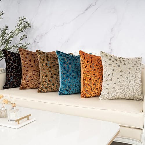 Alerfa Blue Floral Throw Pillow Cover 18 x 18 Inch Cut Velvet Sqaure Luxury Decorative Pillow Cover for Couch Living Room Bedroom thumbnail 6