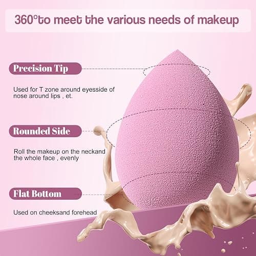 Makeup Sponge Set BS-MALL Triangle Puff 14 Pcs for Liquid, Cream, and Powder, Multi-colored Makeup Sponges and Mini Sponge with Case (A-Purple) thumbnail 2
