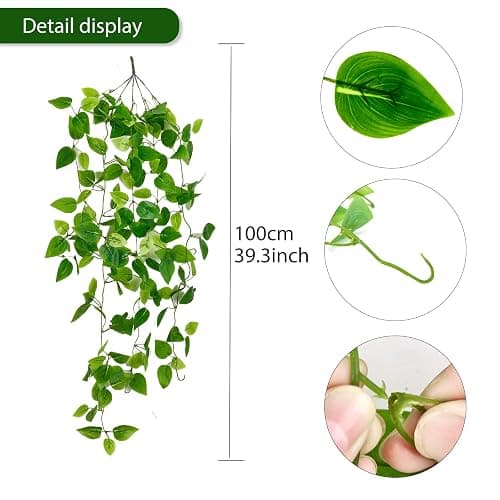 Fake Hanging Plants Vines(2pcs)for Room Decor, Artificial Ivy Greenery Garlands for Home Bedroom Living Aesthetic Kitchen Office Wall Patio Bookshelf,Indoor,Outdoor Farmhouse Decorations(No flowerpot) - 2 thumbnail 3