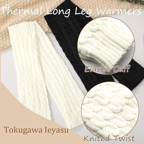 Knit Winter Leg Warmers,Thermal Long Twist Legwarmers Socks,15Inch Kawaii Winter Stockings For Women Girls Yoga Ballet Dance thumbnail 4