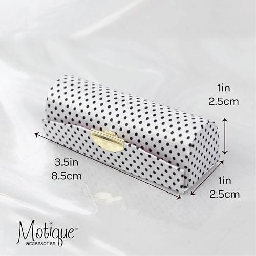 Motique Accessories Small Polka Dot Ladies Lipstick Case With Mirror Purse Holder White thumbnail 5