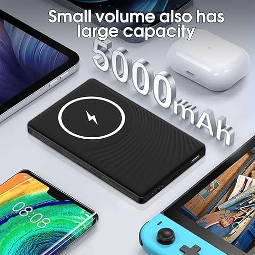 Magnetic Portable Charger PowerBank, 5,000mAh Mag Slim Wireless Power Bank with USB C PD 20W QC3.0 Wired Fast Charging, Battery Pack Compatible with iPhone 17/16/16 Pro/16 Pro Max/15/15 Pro Series thumbnail 7