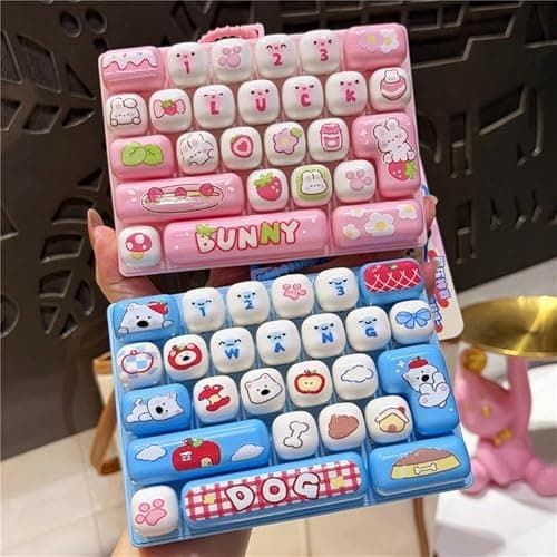Keyboard Cute Cartoon Frog Clicky Keyboard Fidget Toy, 26-Key Keyboards Clicker Fidget Keychain, Button Stress Relief Finger Clicker Keycap Sensory Toys Bag Decor for Anxiety Decompression Adults thumbnail 6